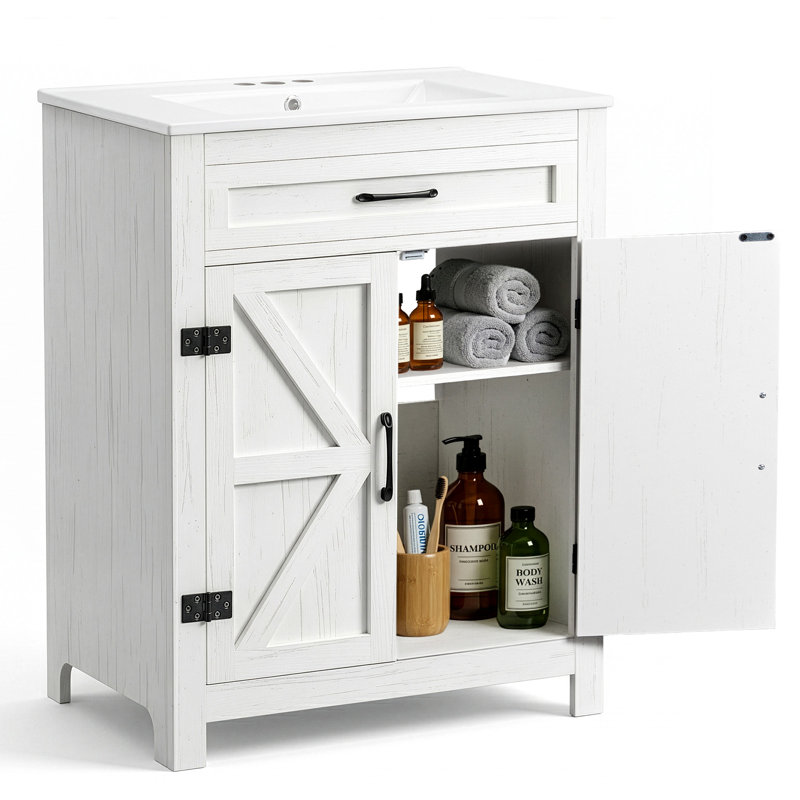 Meuble-lavabo blanc 30 po avec lavabo en céramique 30 po, 29", Triple