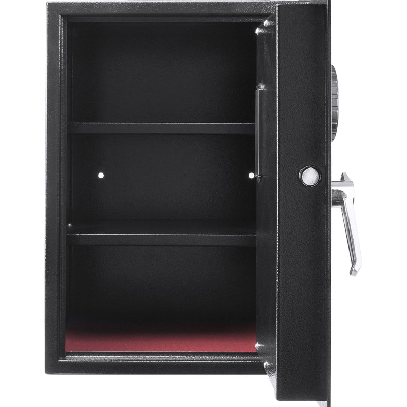 Coffre-fort électronique à verrou électronique de 1,45 pi cubes, noir, avec 2 tablettes amovibles et bloc-piles, clavier numérique, clés de secours noires