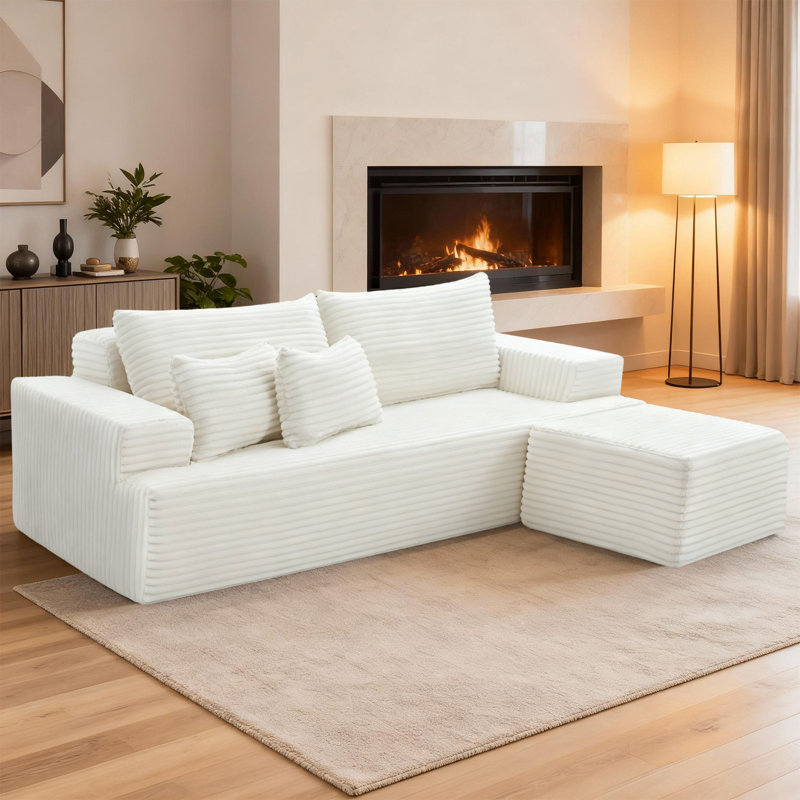 Canapé modulaire de 83,5 po de largeur avec canapé-lit modulaire Comfy, Velours beige