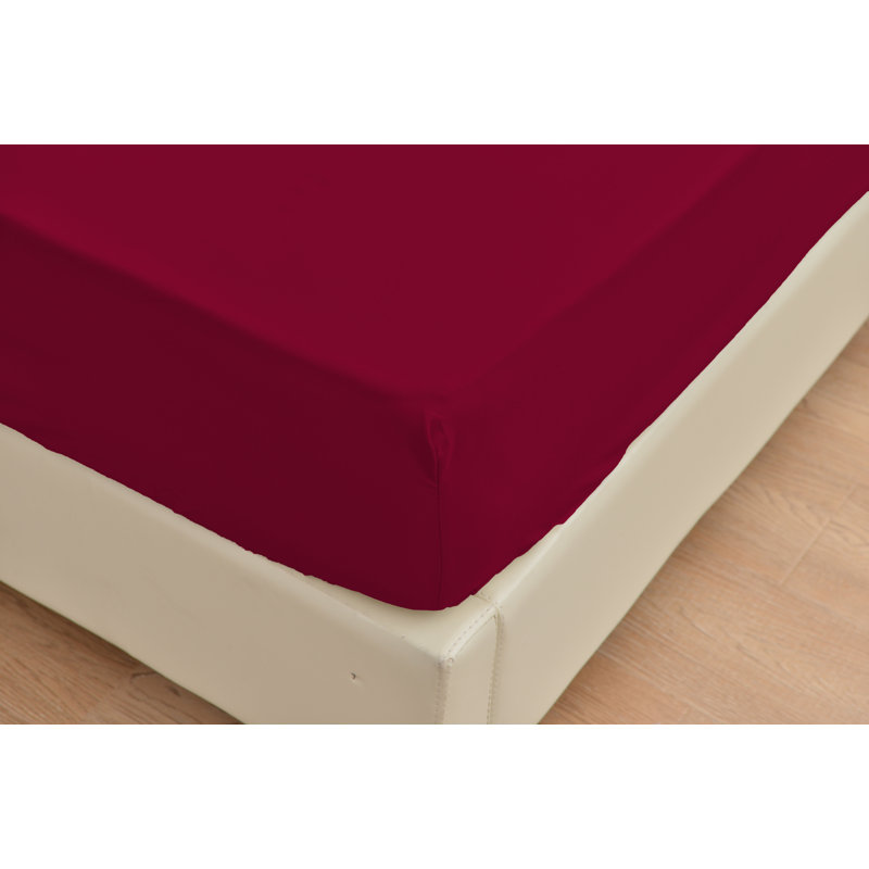  Ensemble de draps 1800 fils en rayonne de bambou, Rouge, Double