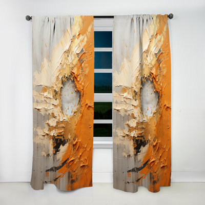 Gold Orange Desert Mirage Spiral Iii - Modern Curtain - Velvet Room Darkening - 1 Panel