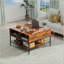 Table basse à plateau rabattable avec rangement - Métal - Dessus à couvercle relevable 31,5 po avec compartiment caché - Table de salon facile à assembler