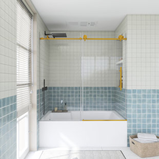56-60" W × 60" H Single Sliding Semi-Frameless Tub Door