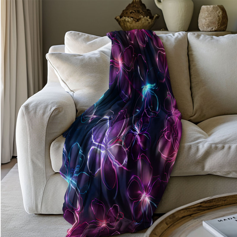 Couverture Neon Garden Party - 1 pièce Sherpa Premium, Lit simple