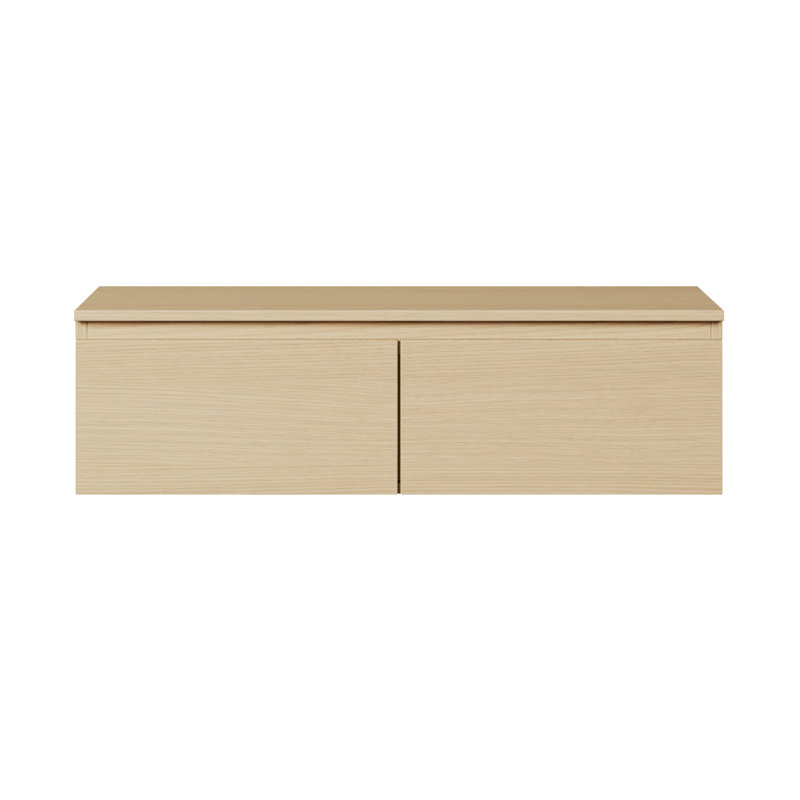 Syvanna Wall-Mounted TV Cabinet, 28.4cm H x 100cm L x 31.8cm W, Oak