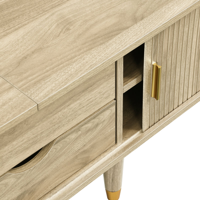 Unfinished TV Stand for TVs up to 75", Natural Wood