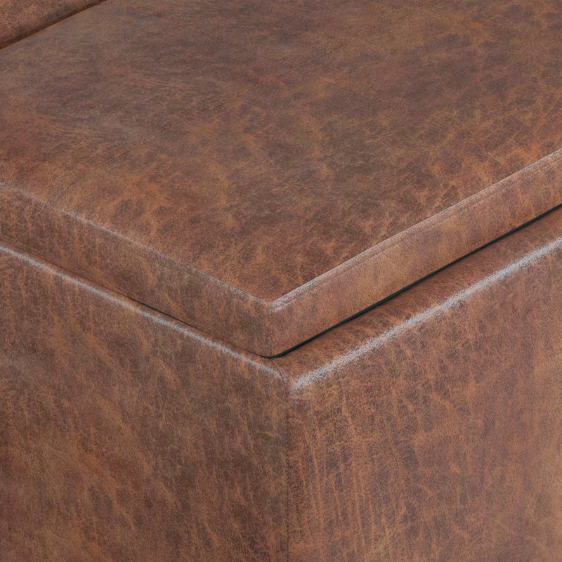 Avalon 42"W Upholstered Contemporary Rectangular Flip-Top Storage Ottoman with Hidden Storage