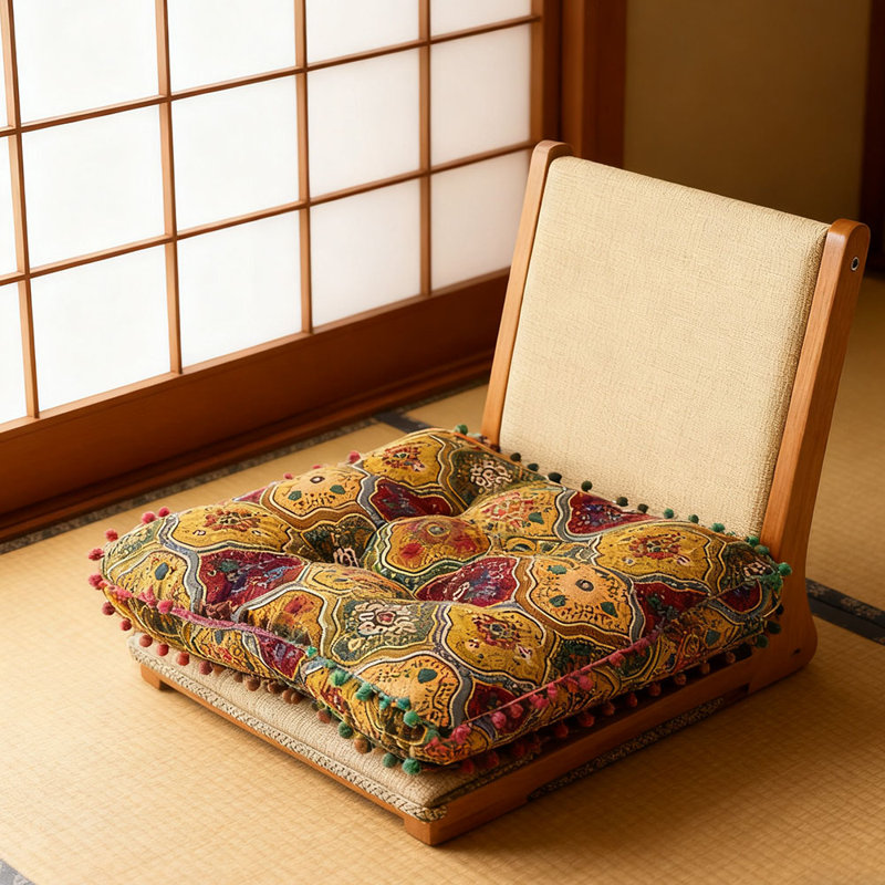 Square Tatami Seat Cushion, Yellow