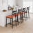 Bar Stools Set of 4, Modern Counter Height Barstool With High Metal Footrest, Upholstered Large Seat