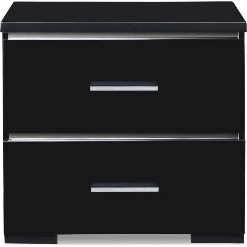 Table de chevet 2 tiroirs Darren Belmont Finch, Noir