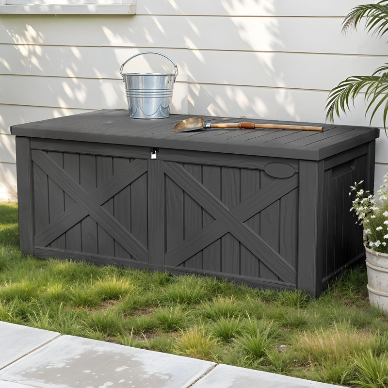 YITAHOME 56.2'' W 120 Gallons Water Resistant Resin Lockable Deck Box, Grey