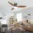 Modern Ceiling Fan with Light and Remote/App Control, 3 Color Temperatures LED, 6 Speed Quiet DC Motor, Reversible, Dimmable, Timer, Brown Blades, Black Housing, Living Room Bedroom-2057246195