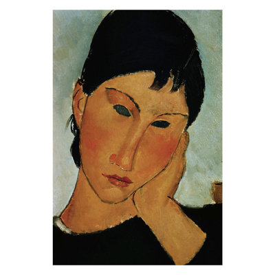 Détail d'une tête de femme d'Elvira se reposant à une table par Amedeo Modigliani - Estampe numérique