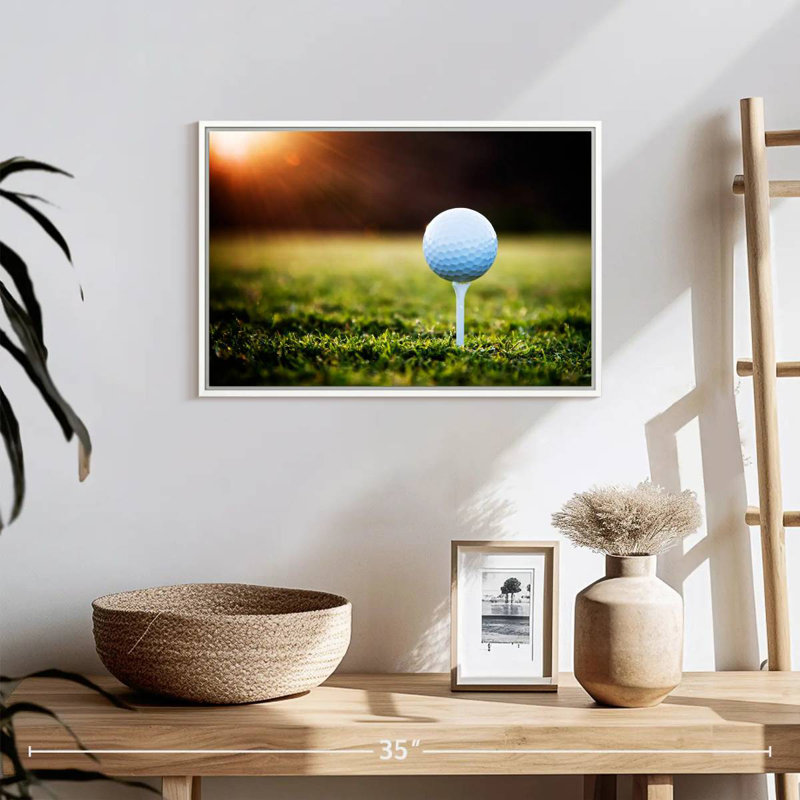 Té de balle de golf, 43 po x 29 po, Cadre flottant blanc