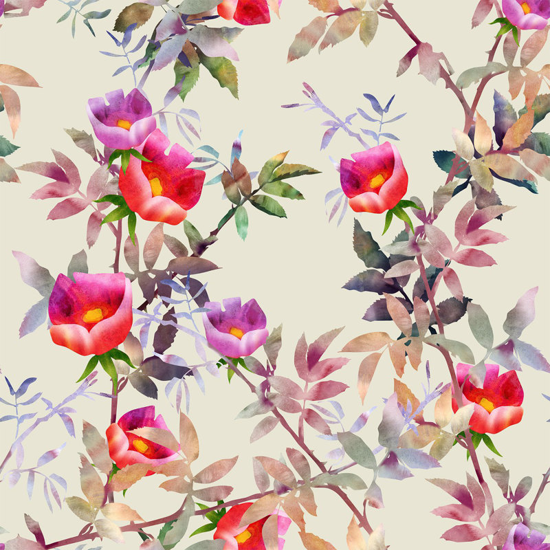 Peel & Stick Floral Tile, 2.08' W x 18.75' L