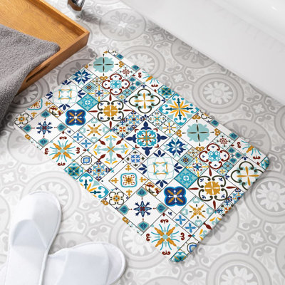 Moroccan Tile Rectangle Non-Slip Bath Mat