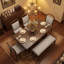 Ensemble de salle à manger de style maison de campagne moderne 60 "avec banc rembourré 60 pièces 60"-1887780176