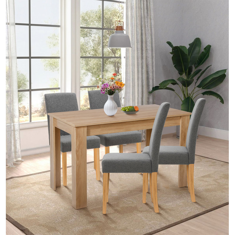 Ludden 4 - Person Dining Set, Grey, 75.5cm H x 120cm L x 70cm W