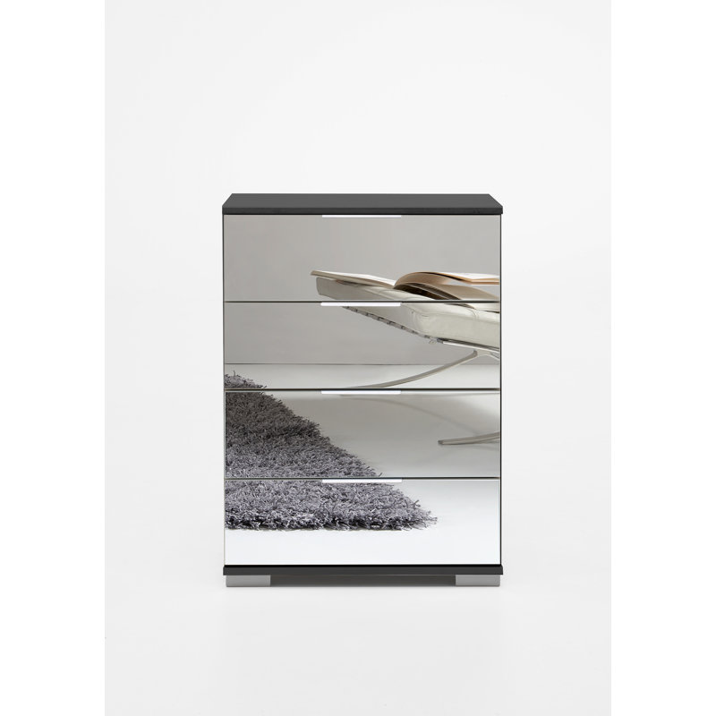 Aeryn 52cm W 4 - Drawer Chest of Drawers, Graphite / Mirror