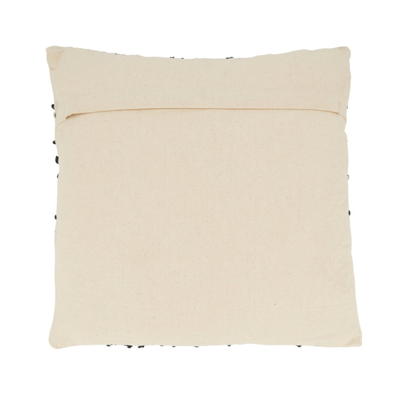 18" Square Ivory and Black Cotton Jacquard Throw Pillow