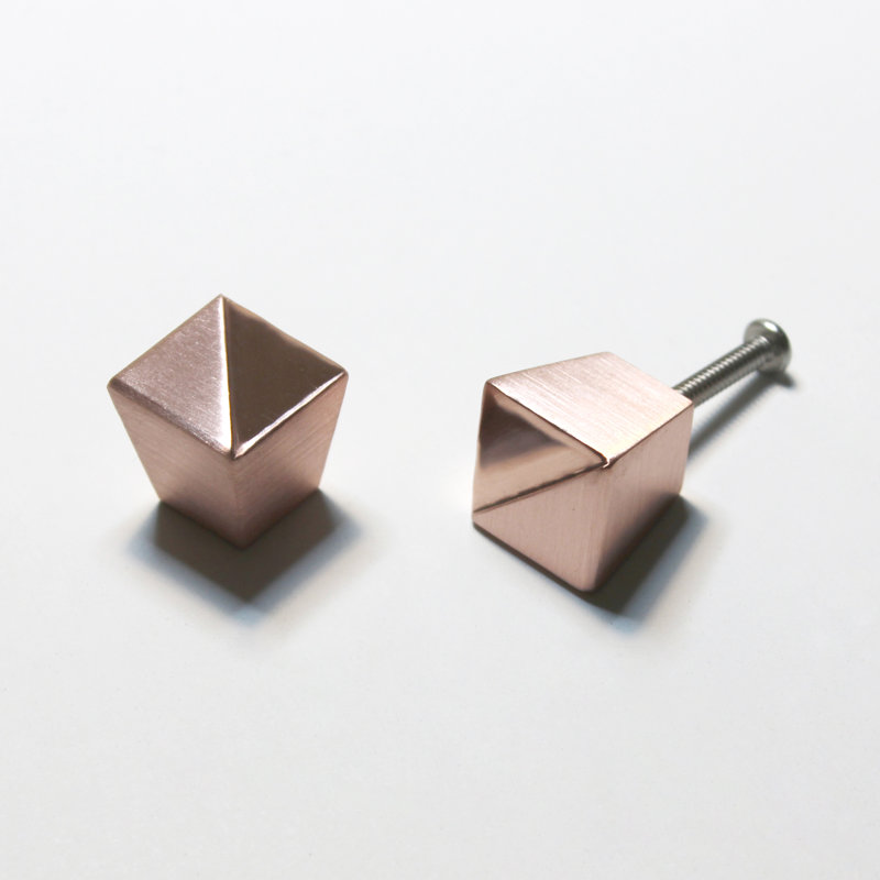 Pyramid Square Knob, Buffed/Polished Copper