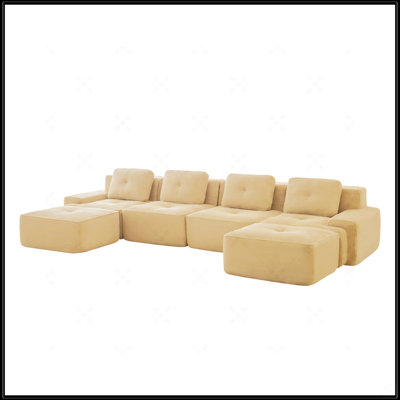 153" Modern U-Shaped Modular Sectional Sofa