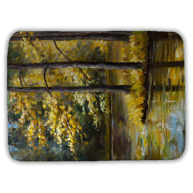 Fall landscape by the water Bath Mat with Non-Slip Backing - Quick Dry Memory Foam Bathroom Rug - Absorbent - Modern Plush Spa-Style - Machine Washable