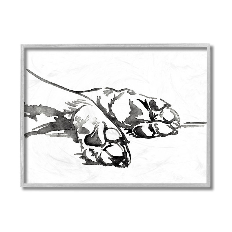 «Pet Pet Paws Minimal Ink Linework» par Jennifer Paxton Parker - impression d'art graphique, H 11 po x l 14 po x 1,5 po
