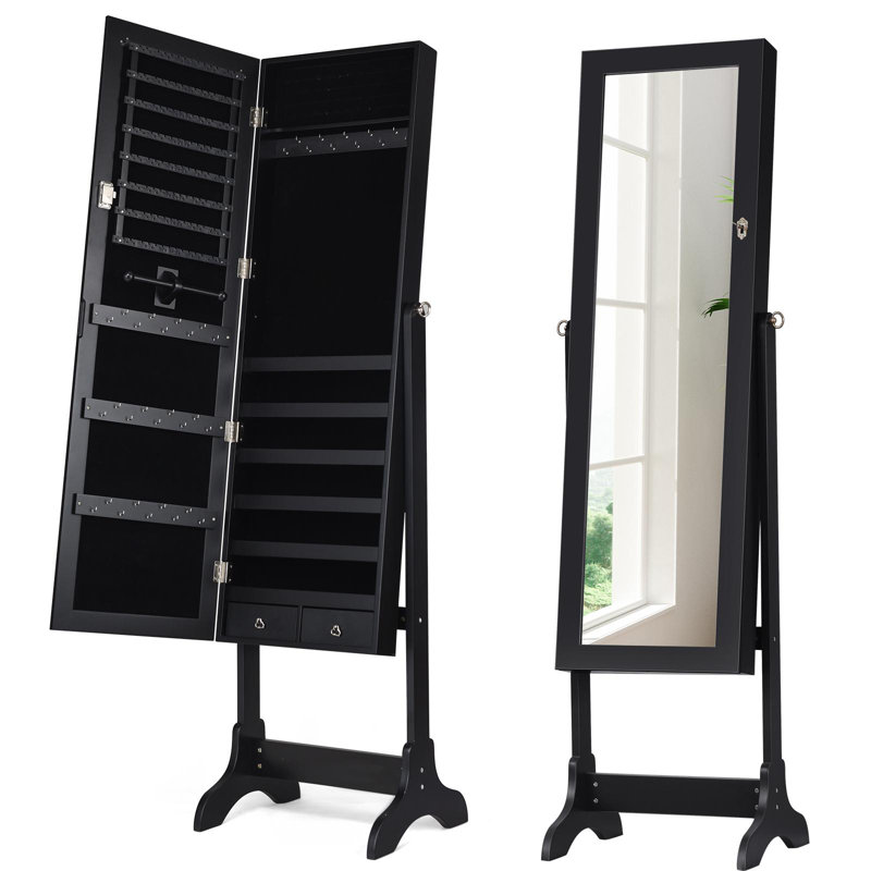 Armoire à bijoux avec miroir Stephania, Noir