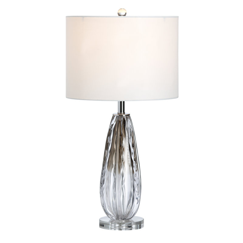 27" Crystal Table Lamp With White Shade
