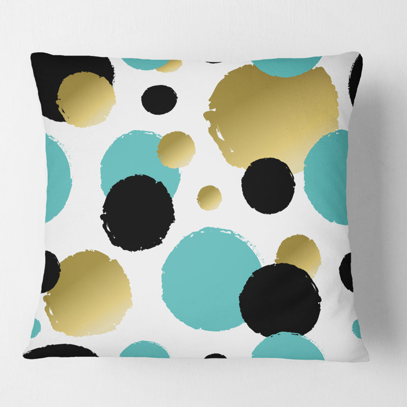 Coussins dorés et bleus - Mid-Century Modern, 18 po x 18 po