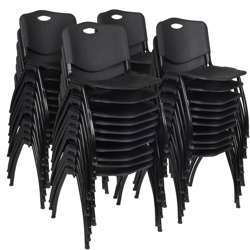 Black Plastic Armless Stacking Reception Chair with Chrome Frame