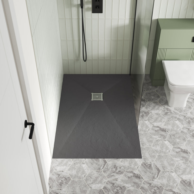 1200 x 800 mm Standard Shower Tray, Grey Slate, 3.3cm H x 80cm W x 120cm D