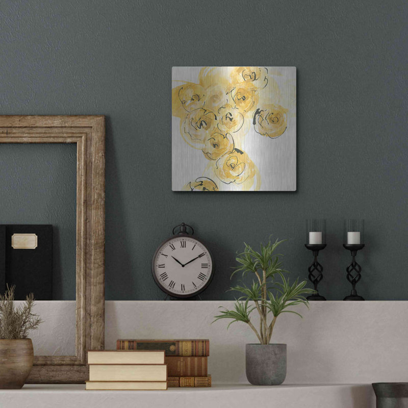 Luxe Yellow Art «Yellow Roses Anew I» par Chris Pac «Yellow Roses Anew I» par Chris Paschke, H 12 po x l 12 po