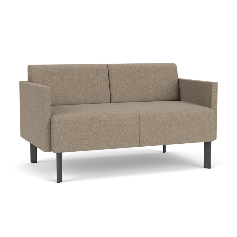 Luxe Lounge Reception Loveseat, Charcoal Steel, Archetype Silt