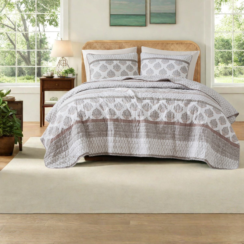 Ensemble de literie en coton matelassé réversible