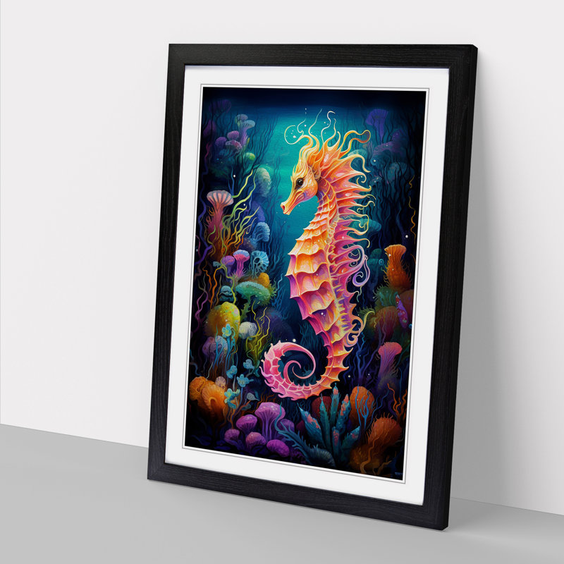 Seahorse Colour Field - Framed Print, 34cm H x 25cm W x 2cm D, Black 