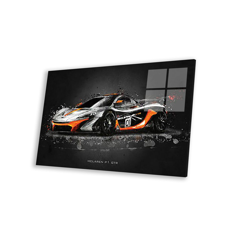 Mclaren P1 GTR, impression sur verre acrylique, H 16 po x l 24 po x P 0,25 po