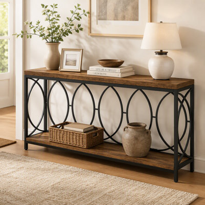 70.9" Console Table, 2-Tier Long Sofa Table Entryway Console with Storage Shelf