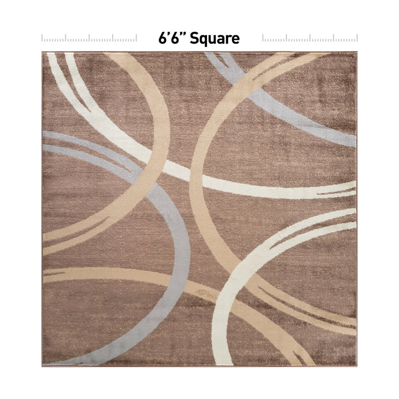 Devonshire Abstract Brown/Gray/Cream Area Rug, Square 6'6"