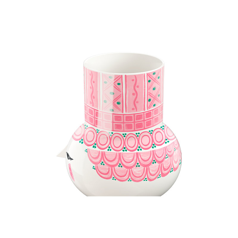Olga Vase, Blue, H: 7.9", Pink, 5.9" H x 5.1" W x 5.1" D