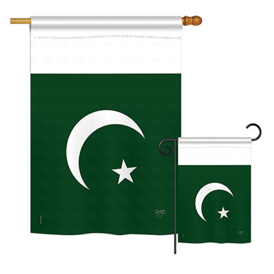 Drapeau de polyester vertical décoratif à 2 côtés pakistanais de la nationalité du monde