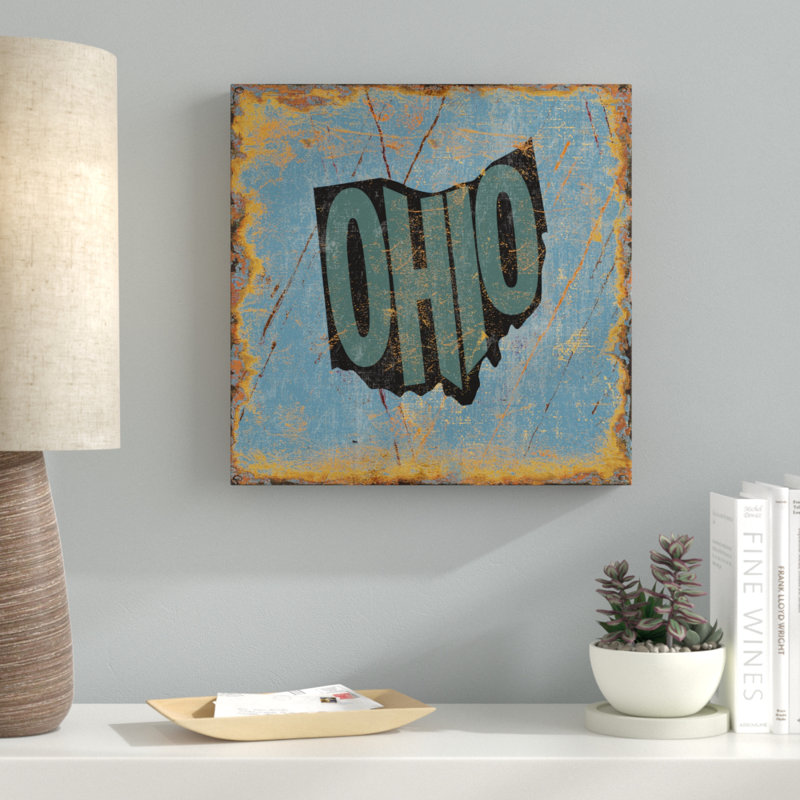 « ohio », art textuel sur toile tendue, H 14 po x l 14 po x P 2 po