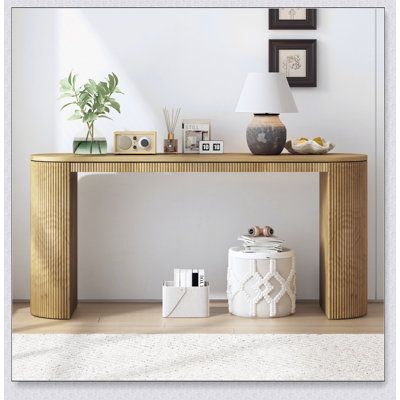 Curved Design Console Table With Unique Vertical Stripe Design, Perfect For Modern And Stylish Home Decor