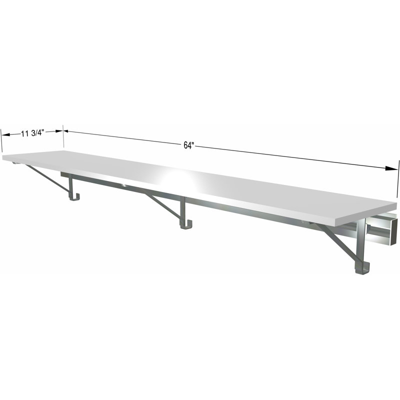 Single Wall Mounted Closet Shelf (SHELF ONLY - no hang), White, 8.75" x 64" x 12.25"