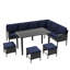 Ensemble de mobilier d'extérieur compact 7 pièces avec coussins imperméables et table en verre trempé-1386365560