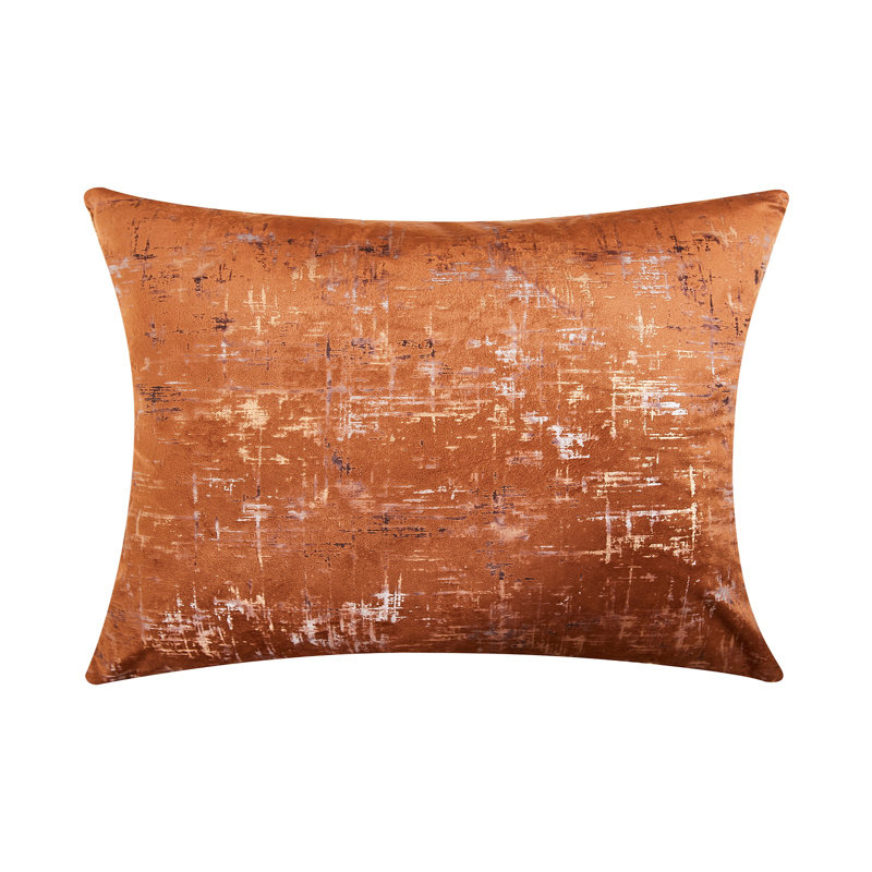Housse de coussin en velours à motif abstrait | Housses de coussin décoratif | Pièce unique | Rectangulaire, Café