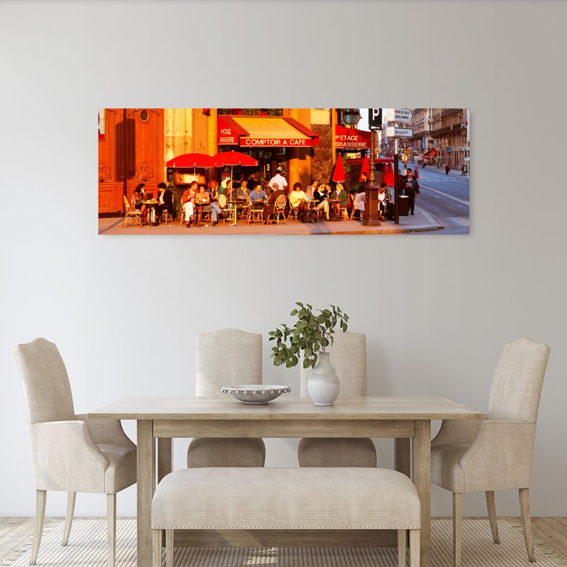 Café, Paris, France, art mural contemporain, H 20 po x l 60 po