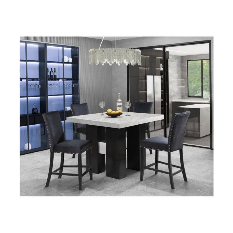 Tabourets de bar noirs (2 unités) - velours, conception en bois d'hévéa de hauteur 42 po x largeur 25 po, profondeur 20 po, revêtement en velours à finition noire, H x P