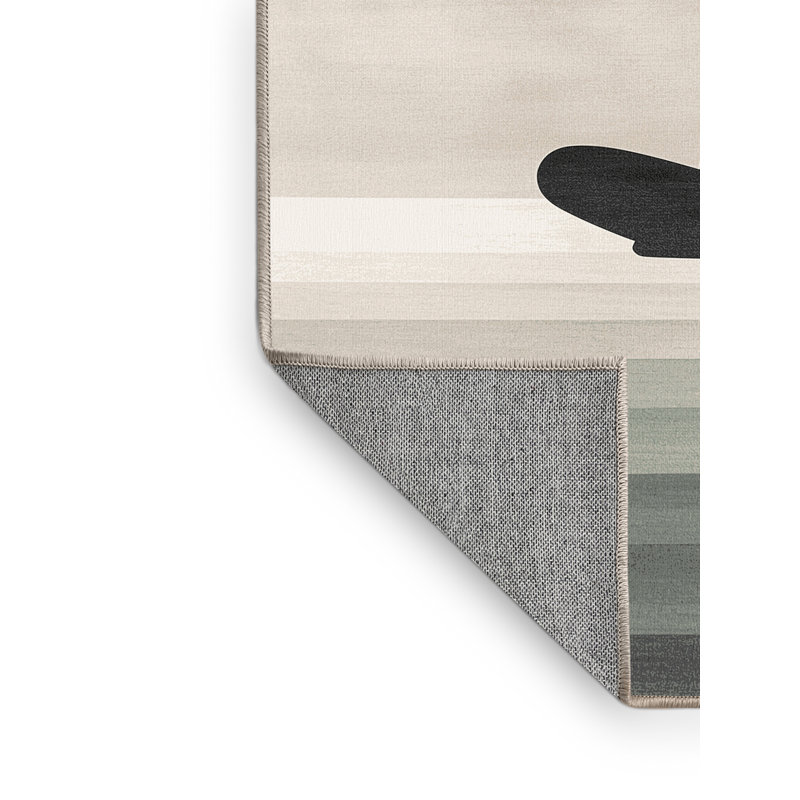 Machine Washable Swanton Yoga Lotus Pose Minimalist Rug in Beige – Beige Binding, 4x6